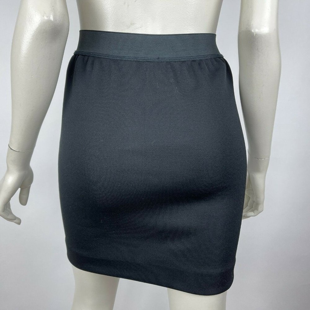 Sandro Paris Leather Front Mini Skirt Elastic Wais - Picture 2 of 11